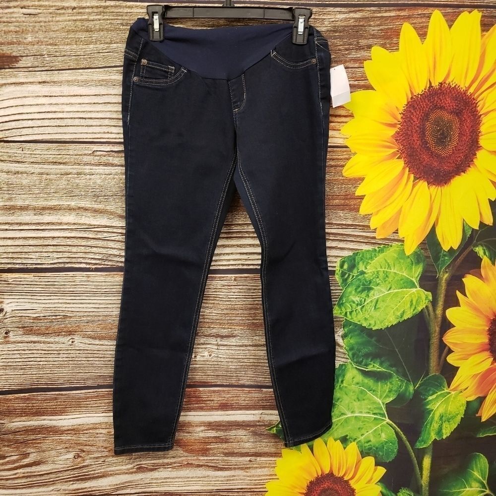 Indigo blue maternity jean leggings/ tummy sleeve NWT